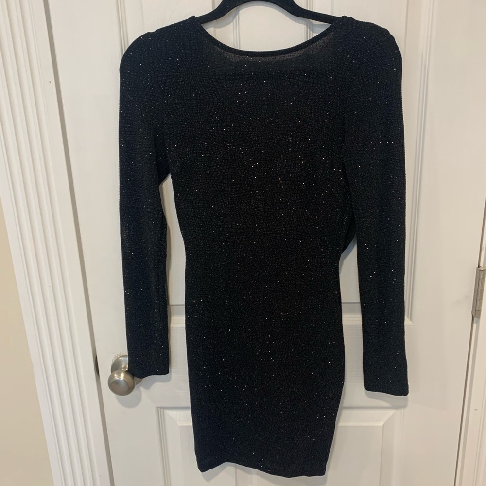 Black Tight Sparkly Dress (Long sleeve) Little Black Dress Fashion Nova